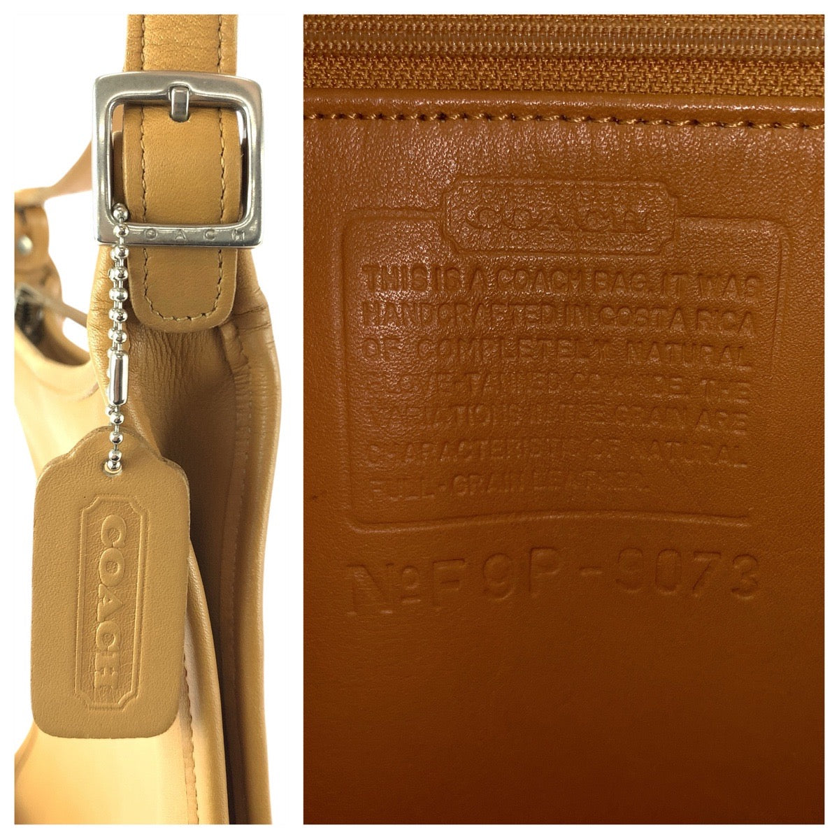 22842
COACH コーチ オールドコーチ ベージュ シルバー金具 レザー F9P 9073 ショルダーバッグ メッセンジャーバッグ レディース ABP15