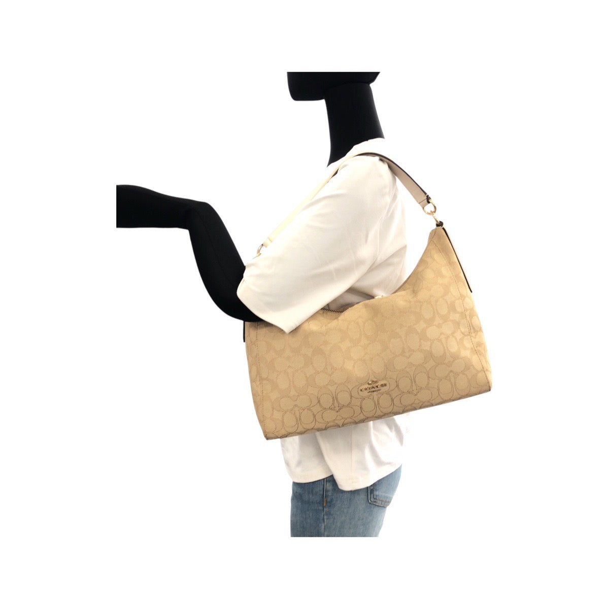 22845
COACH コーチ シグネチャー ベージュ アイボリー ゴールド金具 キャンバス / レザー F58284 ショルダーバッグ ハンドバッグ レディース ABP14