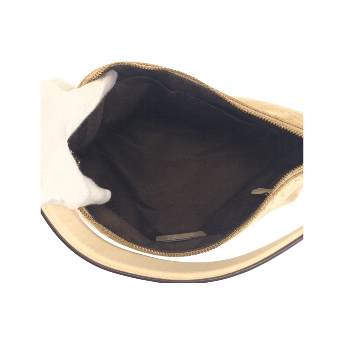 22845
COACH コーチ シグネチャー ベージュ アイボリー ゴールド金具 キャンバス / レザー F58284 ショルダーバッグ ハンドバッグ レディース ABP14