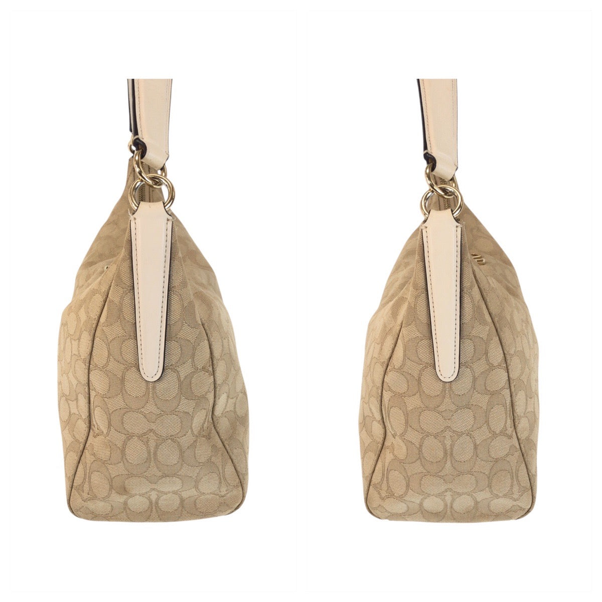 22845
COACH コーチ シグネチャー ベージュ アイボリー ゴールド金具 キャンバス / レザー F58284 ショルダーバッグ ハンドバッグ レディース ABP14