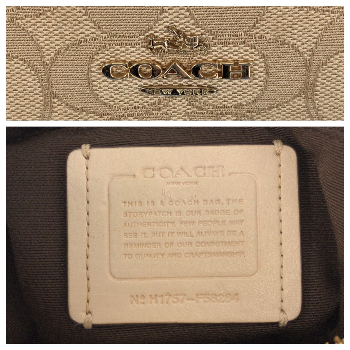22845
COACH コーチ シグネチャー ベージュ アイボリー ゴールド金具 キャンバス / レザー F58284 ショルダーバッグ ハンドバッグ レディース ABP14