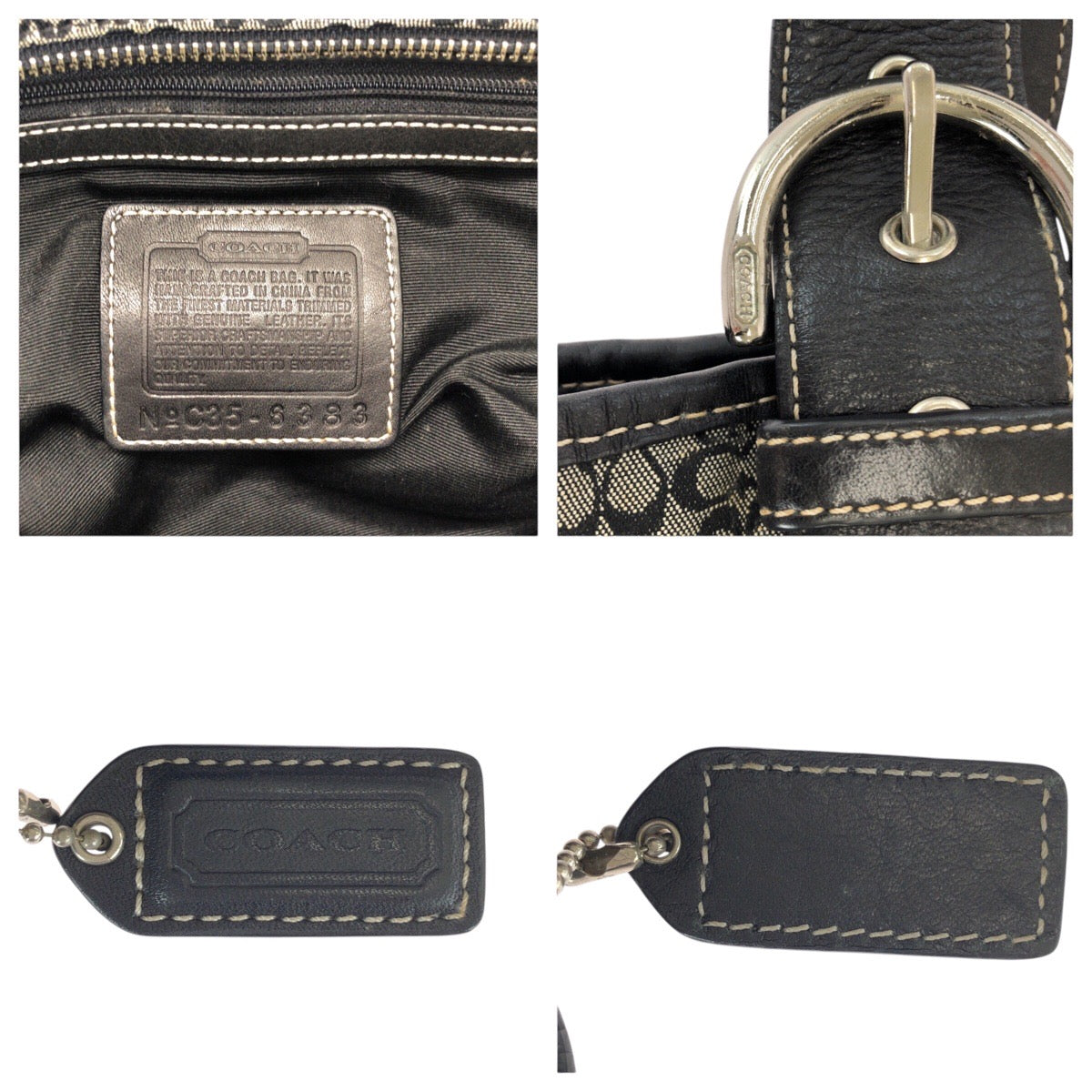 22846
COACH コーチ ミニシグネチャー ブラック 黒 グレー キャンバス / レザー C35-6383 ショルダーバッグ ハンドバッグ レディース ABP10
