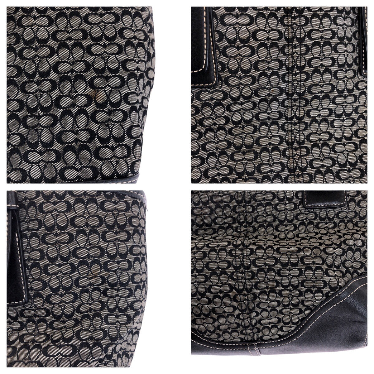 22846
COACH コーチ ミニシグネチャー ブラック 黒 グレー キャンバス / レザー C35-6383 ショルダーバッグ ハンドバッグ レディース ABP10