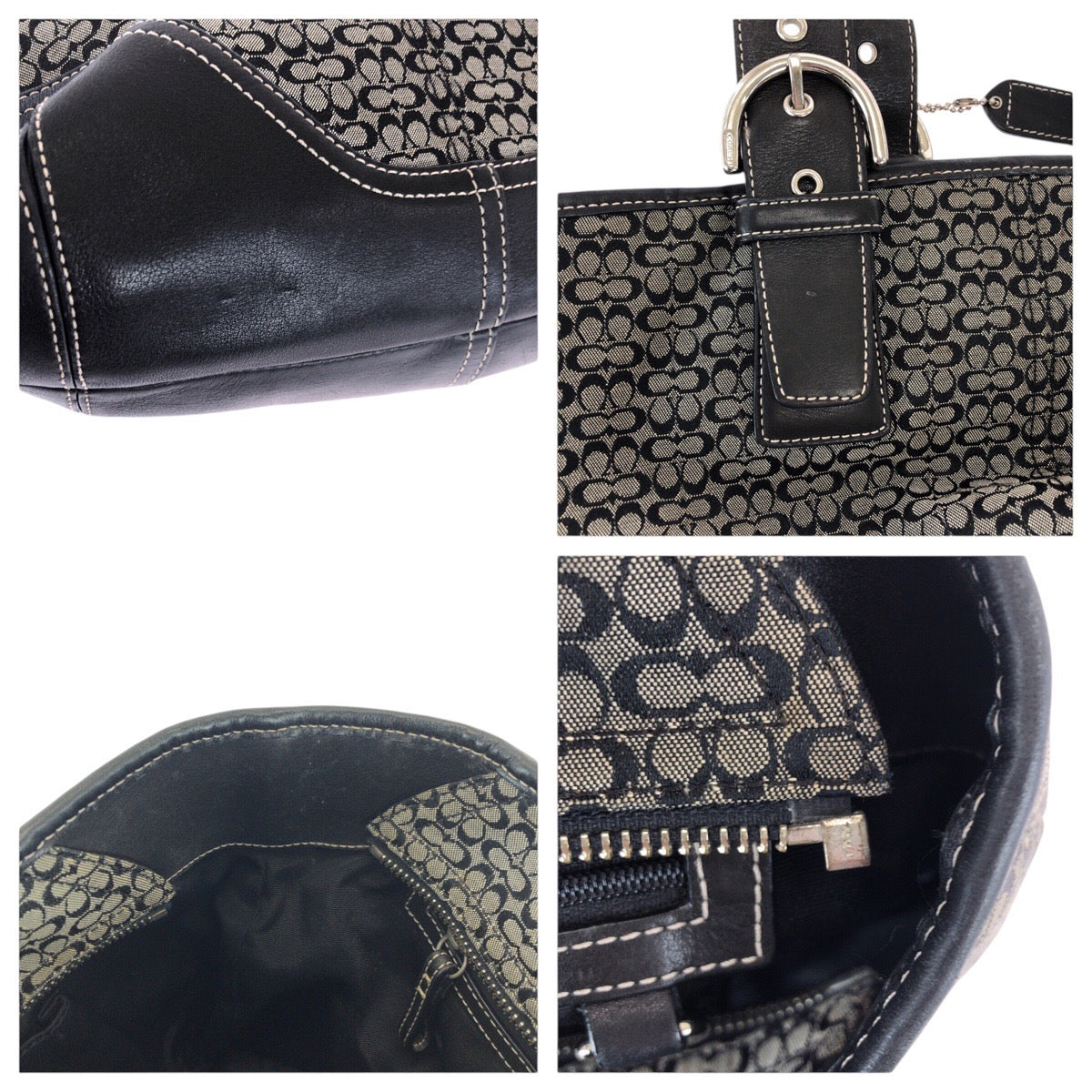 22846
COACH コーチ ミニシグネチャー ブラック 黒 グレー キャンバス / レザー C35-6383 ショルダーバッグ ハンドバッグ レディース ABP10