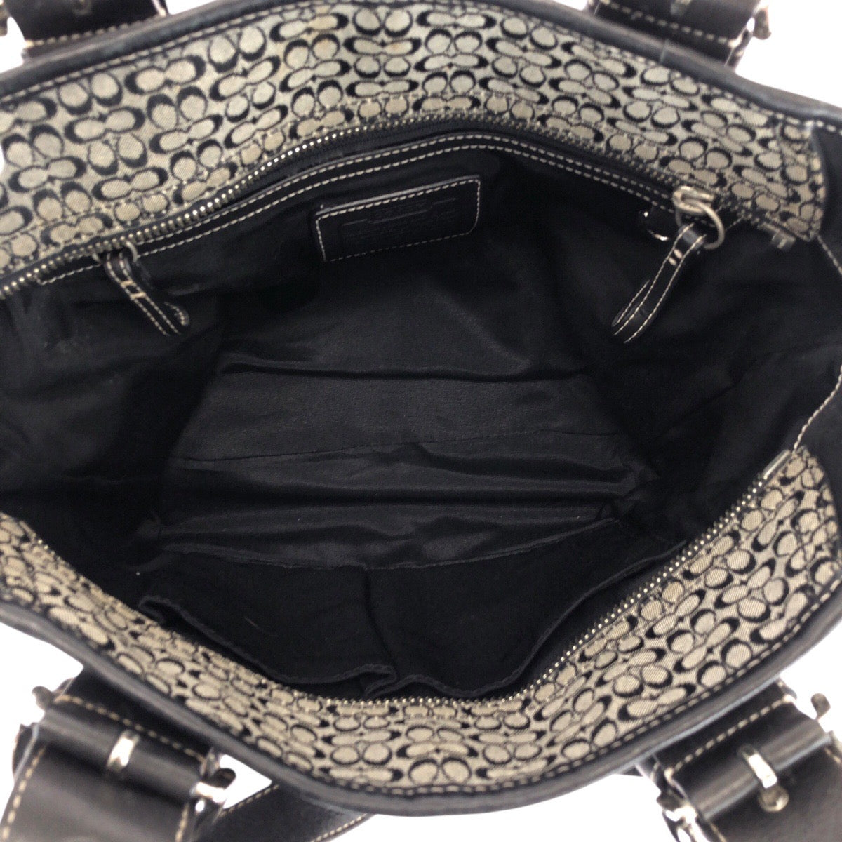 22846
COACH コーチ ミニシグネチャー ブラック 黒 グレー キャンバス / レザー C35-6383 ショルダーバッグ ハンドバッグ レディース ABP10