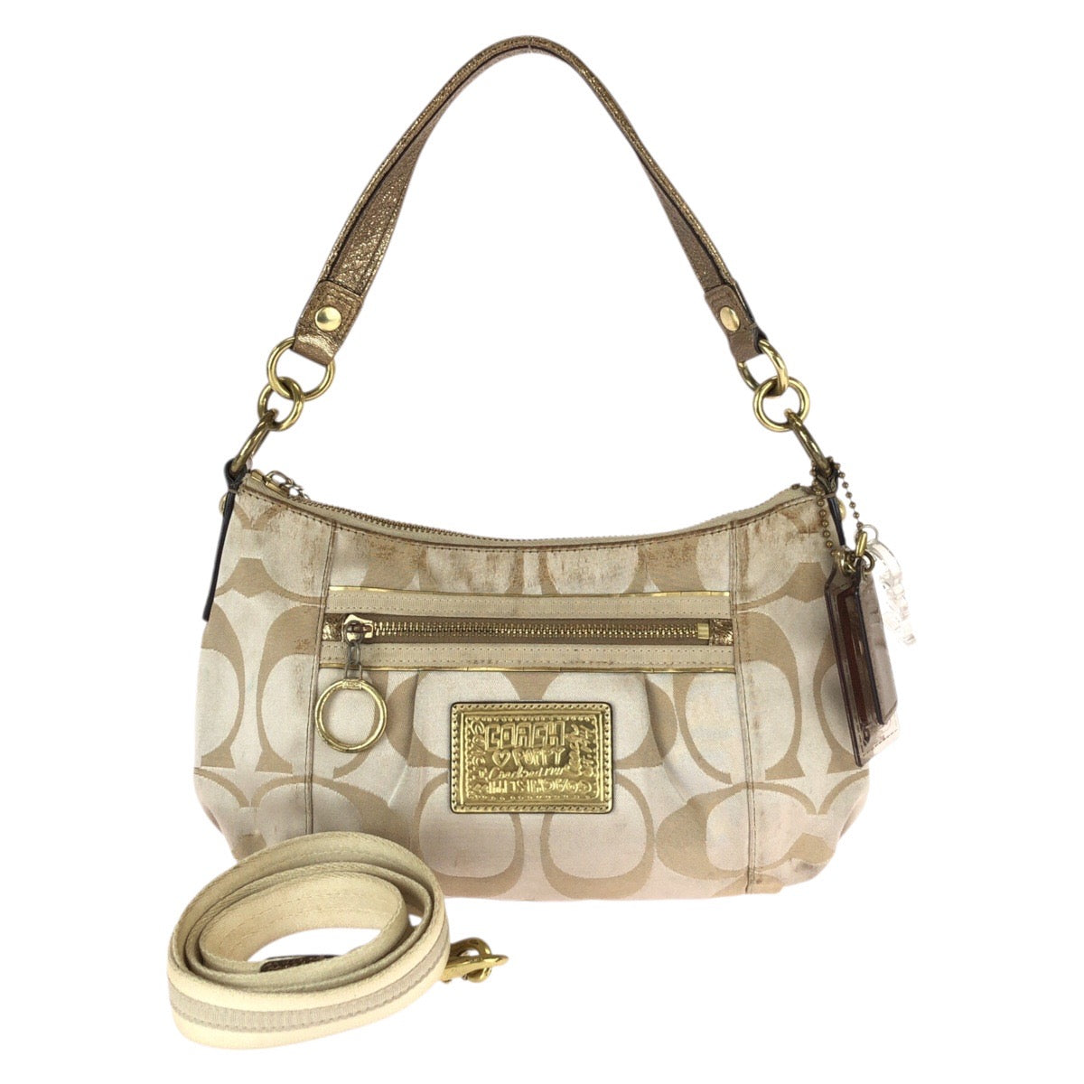 22848
COACH コーチ ポピー シグネチャー 2way ベージュ ゴールド金具 キャンバス / レザー 15317 ショルダーバッグ ハンドバッグ レディース AB5