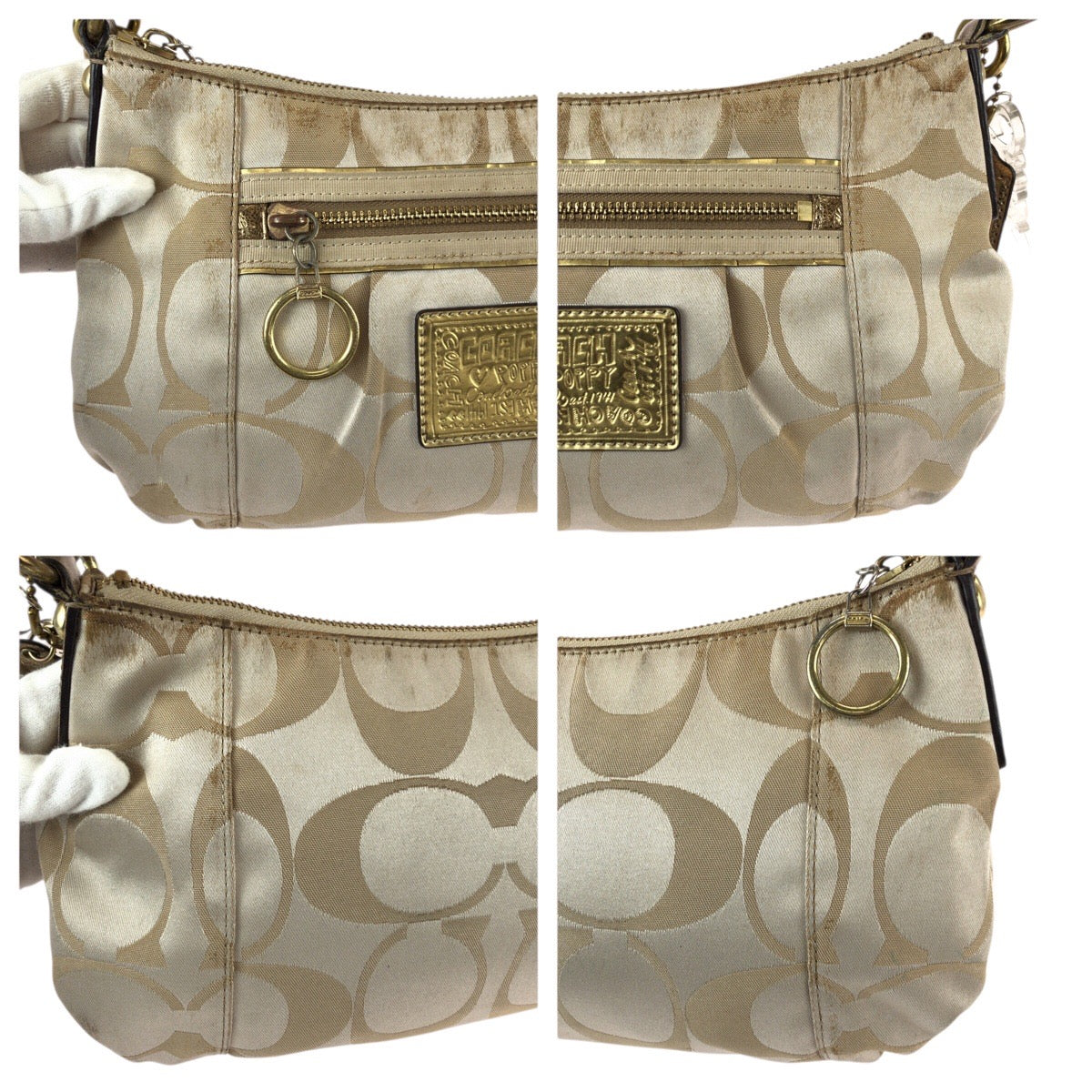 22848
COACH コーチ ポピー シグネチャー 2way ベージュ ゴールド金具 キャンバス / レザー 15317 ショルダーバッグ ハンドバッグ レディース AB5