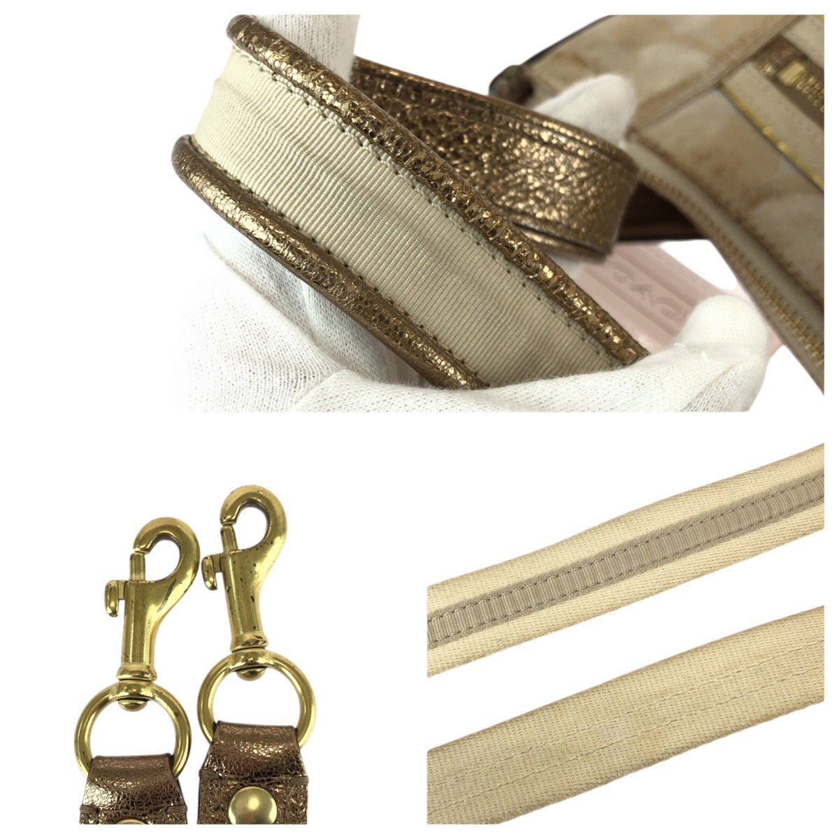 22848
COACH コーチ ポピー シグネチャー 2way ベージュ ゴールド金具 キャンバス / レザー 15317 ショルダーバッグ ハンドバッグ レディース AB5