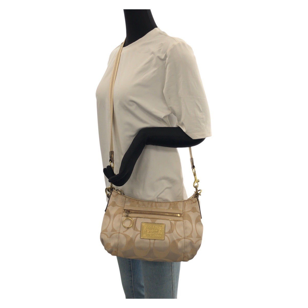 22848
COACH コーチ ポピー シグネチャー 2way ベージュ ゴールド金具 キャンバス / レザー 15317 ショルダーバッグ ハンドバッグ レディース AB5