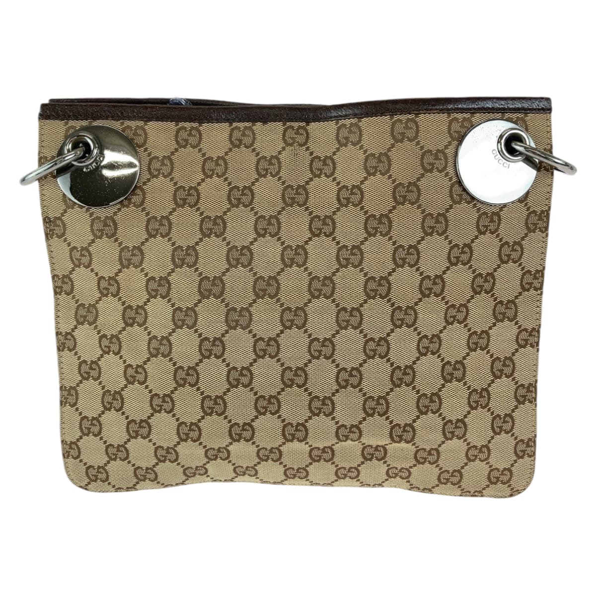 22858
GUCCI Eclipse Brown Silver Hardware GG Canvas 120841 Shoulder Bag Messenger Bag Ladies ABP