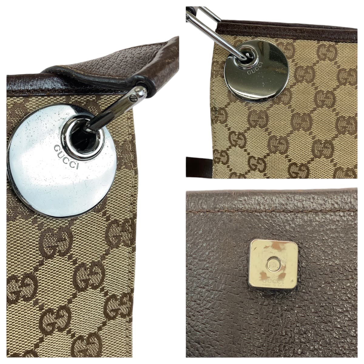 22858
GUCCI Eclipse Brown Silver Hardware GG Canvas 120841 Shoulder Bag Messenger Bag Ladies ABP
