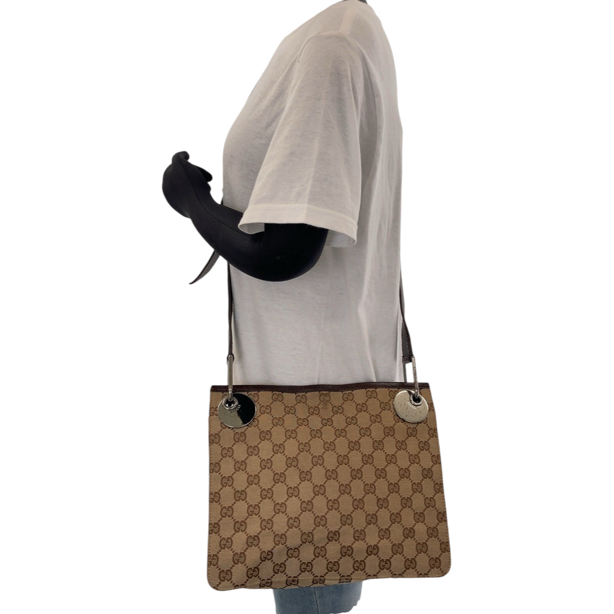 22858
GUCCI Eclipse Brown Silver Hardware GG Canvas 120841 Shoulder Bag Messenger Bag Ladies ABP