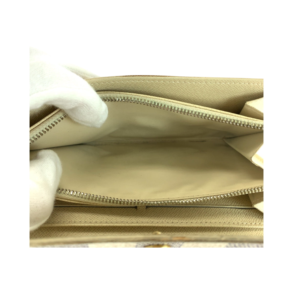 22854
LOUIS VUITTON ルイヴィトン ダミエ アズール ポルトフォイユ サラ ホワイト グレー ゴールド金具 PVC N61735 長財布 ロングウォレット レディース AB22