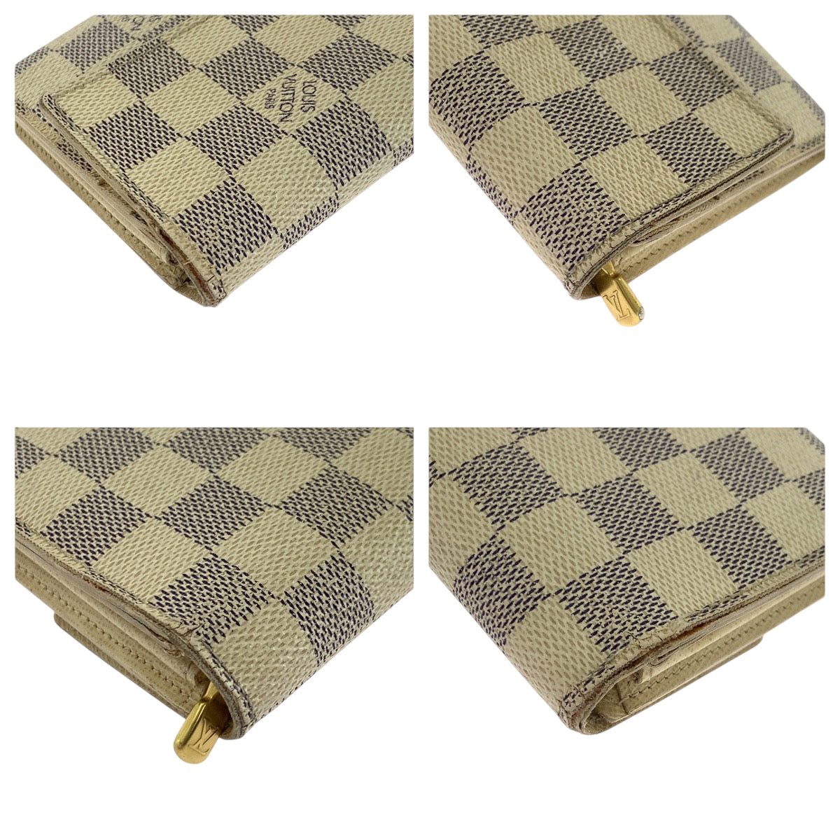 22854
LOUIS VUITTON ルイヴィトン ダミエ アズール ポルトフォイユ サラ ホワイト グレー ゴールド金具 PVC N61735 長財布 ロングウォレット レディース AB22