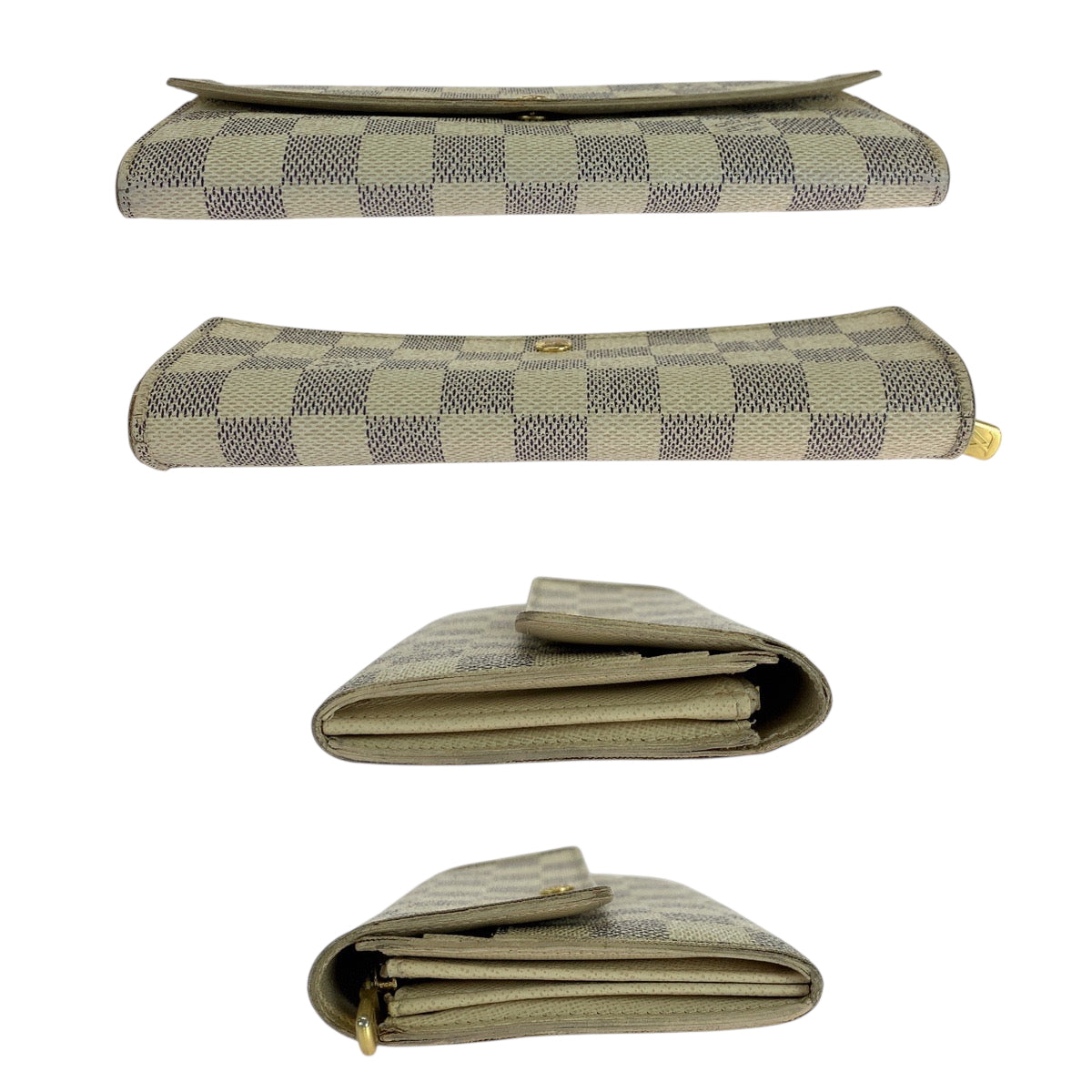 22854
LOUIS VUITTON ルイヴィトン ダミエ アズール ポルトフォイユ サラ ホワイト グレー ゴールド金具 PVC N61735 長財布 ロングウォレット レディース AB22