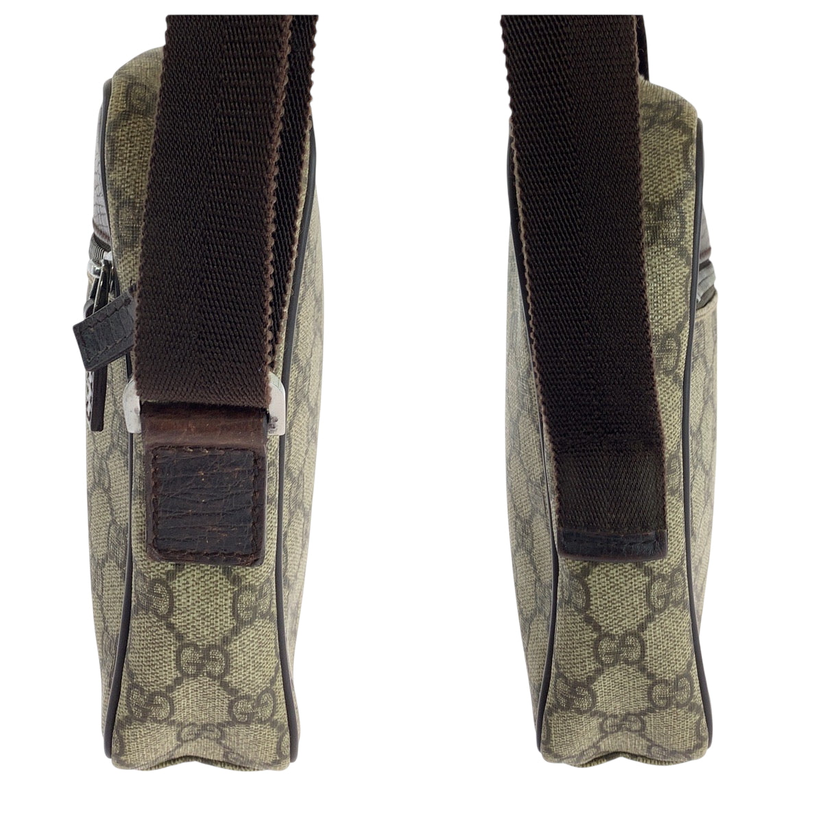 22868
GUCCI グッチ ベージュ ブラウン シルバー金具 GGスプリームキャンバス 101680 ショルダーバッグ ポシェット レディース ABP34
