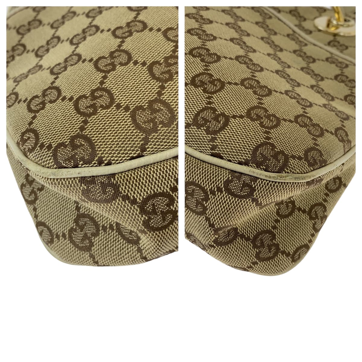 22870
GUCCI グッチ ベージュ ブラウン アイボリー ゴールド金具 GGキャンバス 121023 ショルダーバッグ トートバッグ レディース ABP40