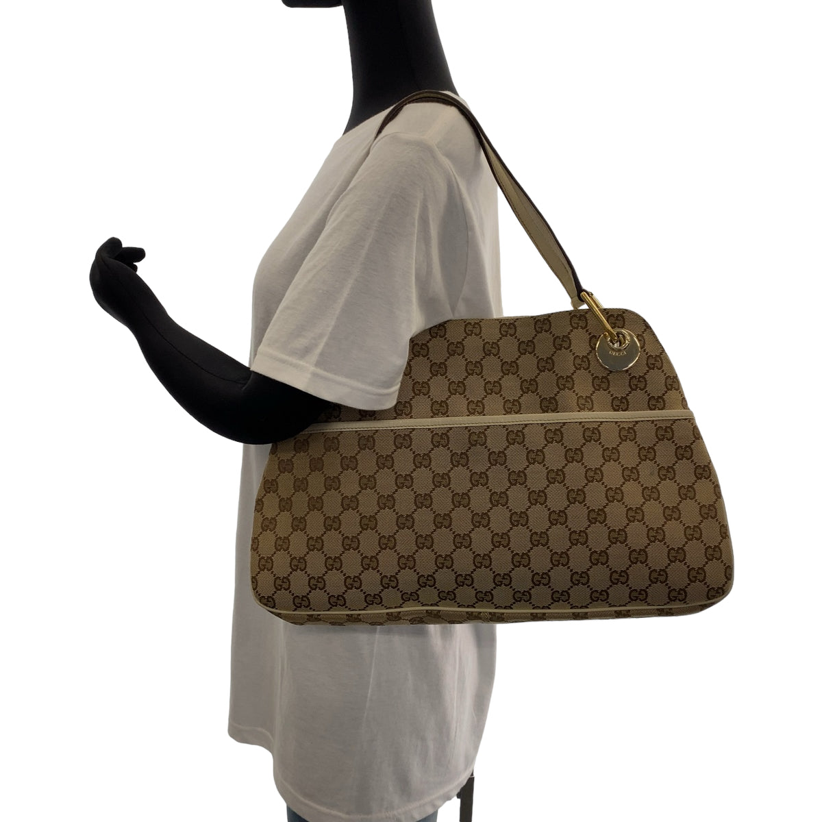 22870
GUCCI グッチ ベージュ ブラウン アイボリー ゴールド金具 GGキャンバス 121023 ショルダーバッグ トートバッグ レディース ABP40