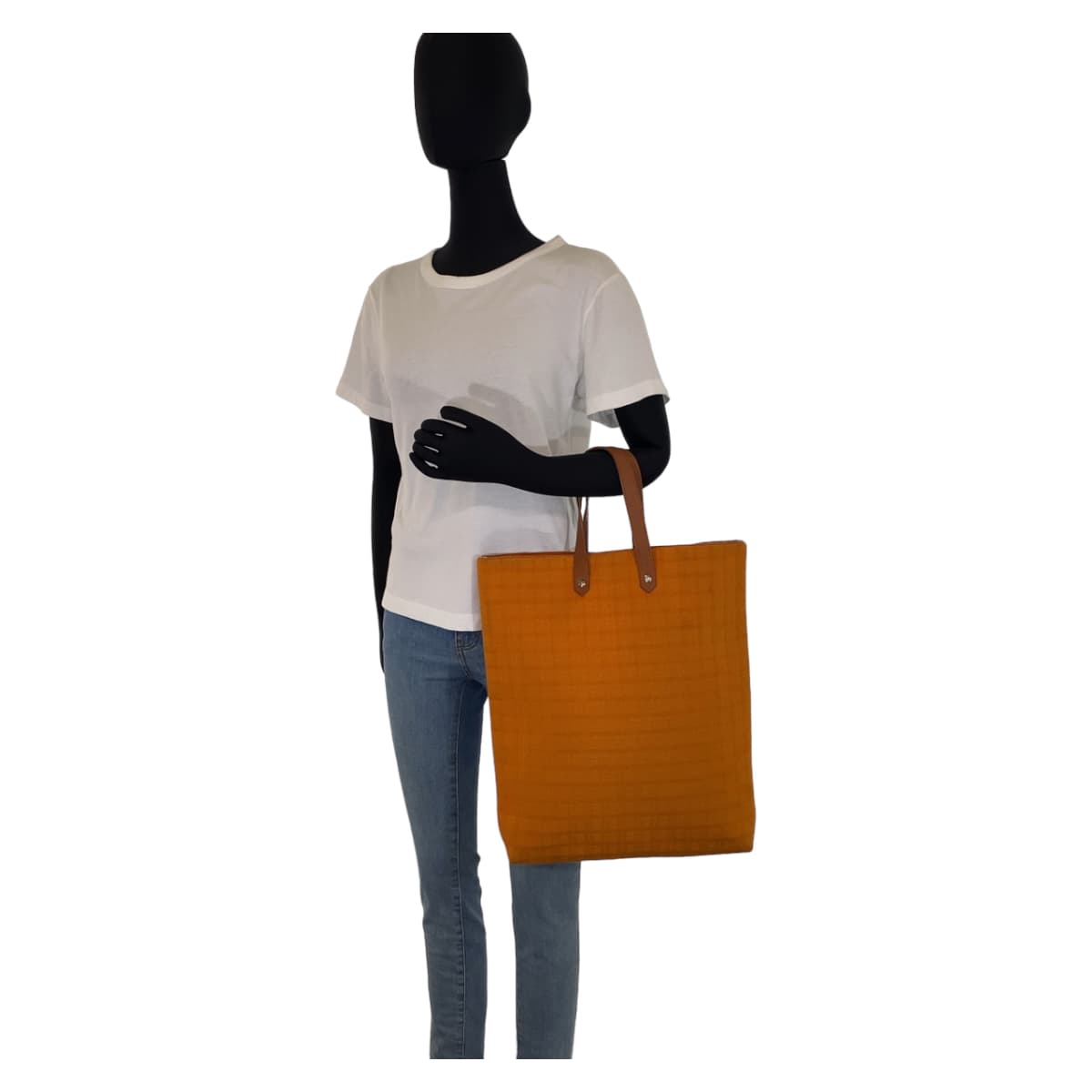 22872
HERMES エルメス アメダバ ディアゴGM オレンジ ブラウン シルバー金具 キャンバス / レザー トートバッグ ハンドバッグ A4対応 レディース AB40