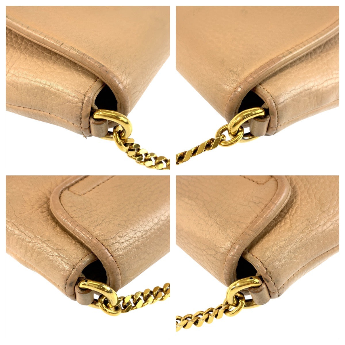 22876
GUCCI グッチ ダブルG ベージュ ゴールド金具 レザー 251821 チェーンショルダーバッグ ポシェット レディース AB48