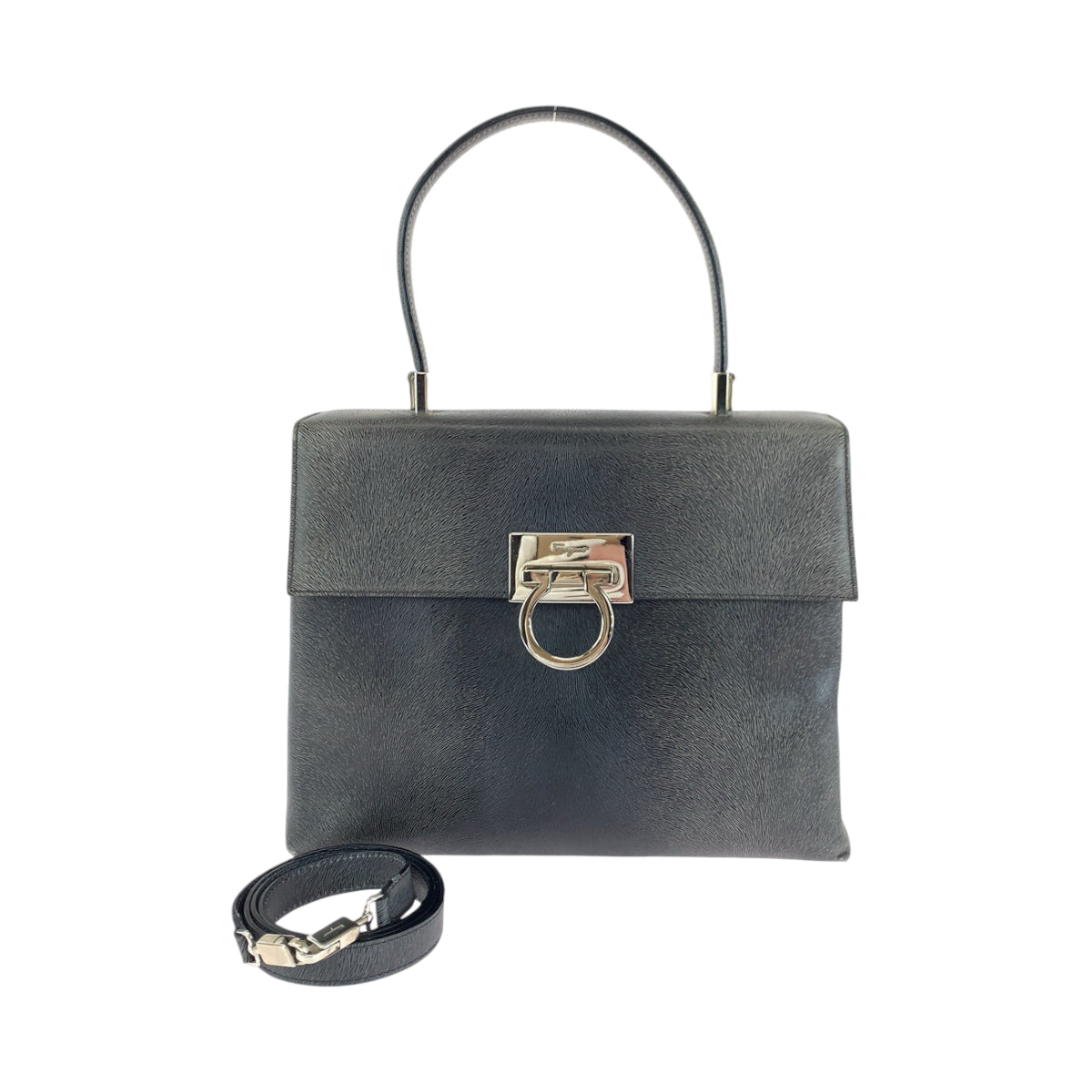 22879
Salvatore Ferragamo サルヴァトーレフェラガモ ガンチーニ グレー シルバー金具 レザー BA21 8849 ショルダーバッグ ハンドバッグ 2way レディース AB43