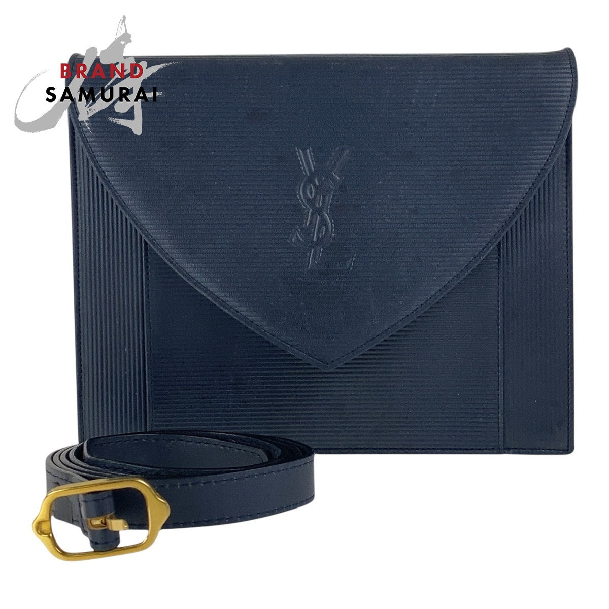22885
YVES SAINT LAURENT イヴ サンローラン ロゴ型押し ブラック 黒 シルバー金具 レザー ショルダーバッグ 肩掛け レディース AB40