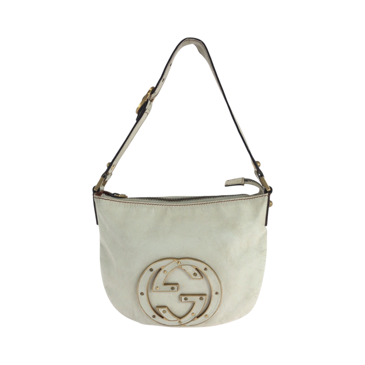 22889
GUCCI グッチ ソーホー インターロッキング ホワイト ゴールド金具 レザー 121552 ホーボー ショルダーバッグ 肩掛け レディース AB52
