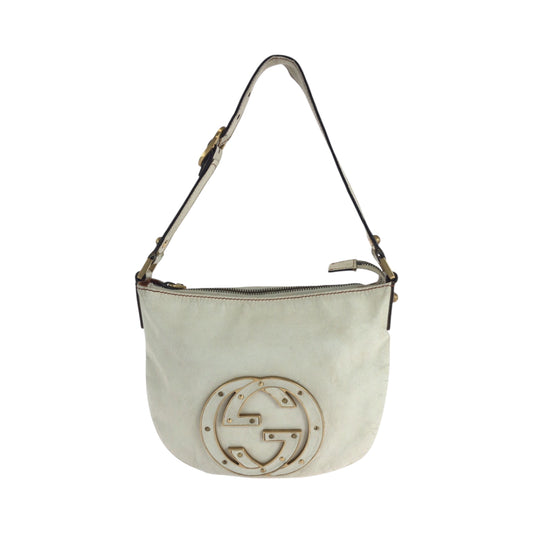 22889
GUCCI グッチ ソーホー インターロッキング ホワイト ゴールド金具 レザー 121552 ホーボー ショルダーバッグ 肩掛け レディース AB52