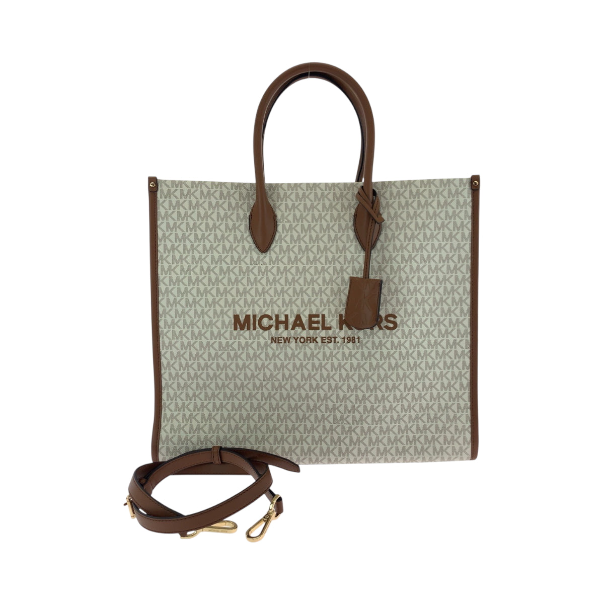22890
Michael Kors マイケルコース ホワイト ブラウン PVC ショルダーバッグ トートバッグ レディース A