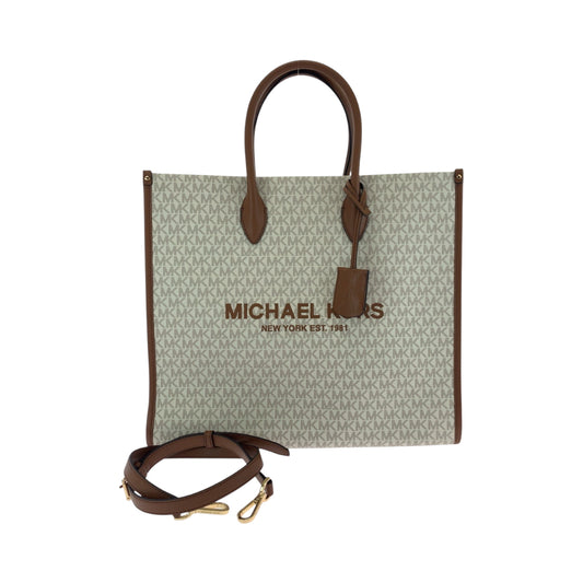 22890
Michael Kors マイケルコース ホワイト ブラウン PVC ショルダーバッグ トートバッグ レディース A