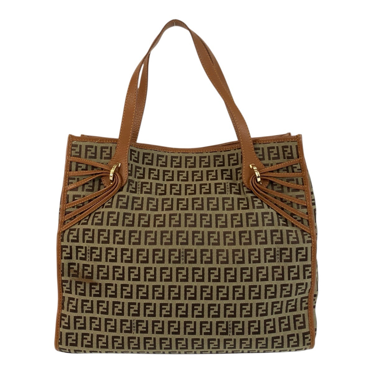 22891
FENDI Zucchino Brown Gold Hardware Canvas / Leather 8BH153 Tote Bag Shoulder Bag Women's AB45
