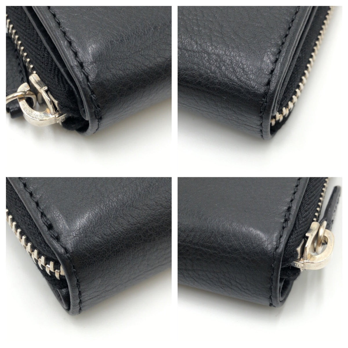 22892
MIUMIU Black Silver Hardware Leather Bi-fold Wallet Compact Wallet Women's A30