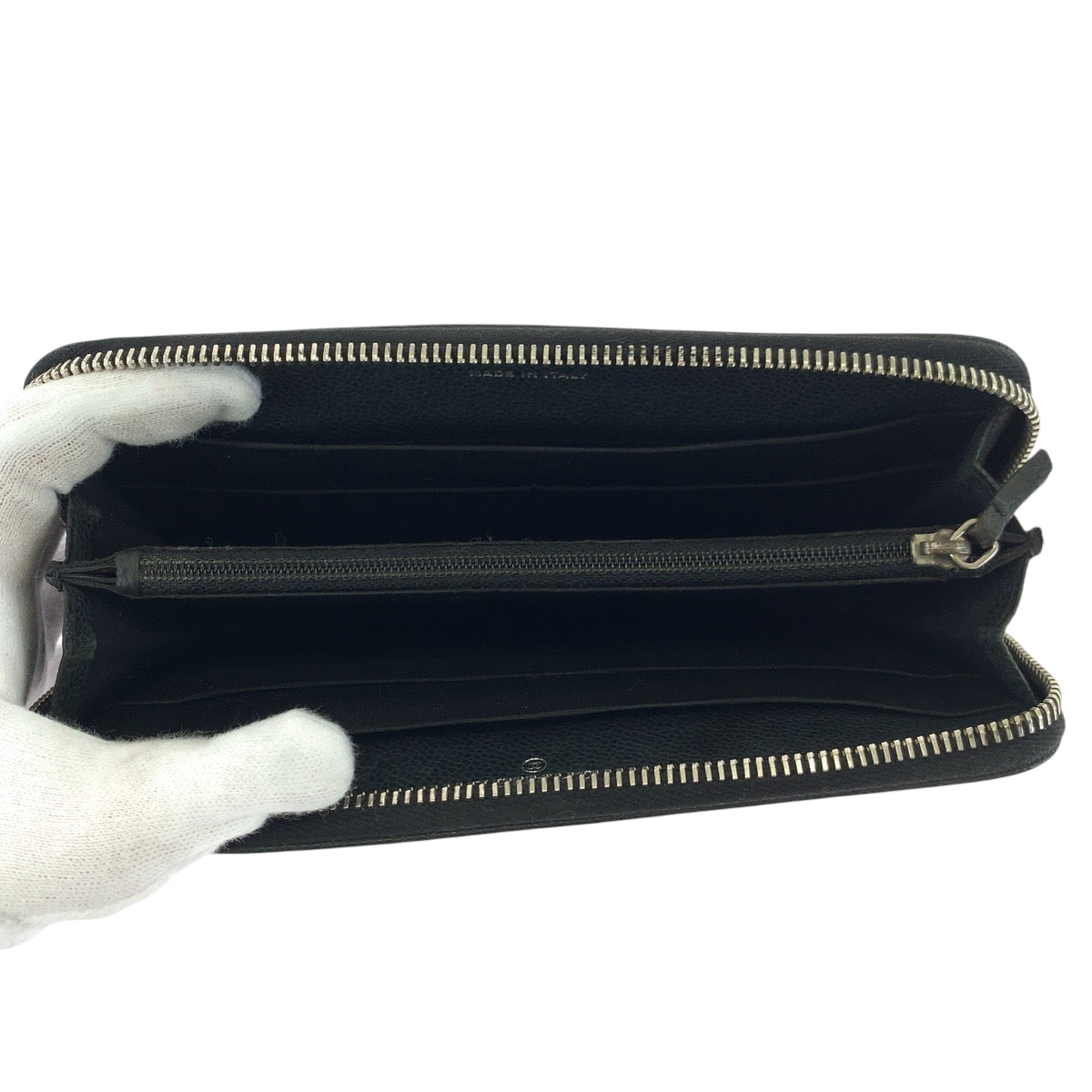 22896
CHANEL Coco Mark Black Silver Hardware Caviar Skin Long Wallet Round Zipper Women's AB48