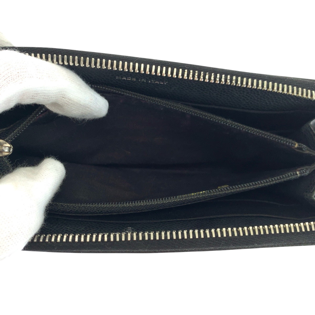 22896
CHANEL Coco Mark Black Silver Hardware Caviar Skin Long Wallet Round Zipper Women's AB48