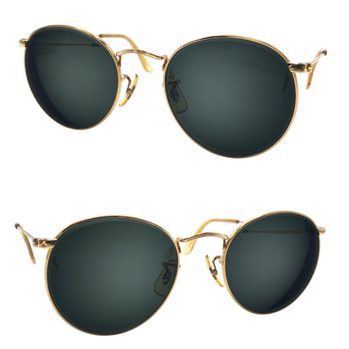 22898
Ray-Ban Vintage B&L Ray-Ban U.S.A. Gold Green Metal Sunglasses Eyeglasses Round Men's ABP16
