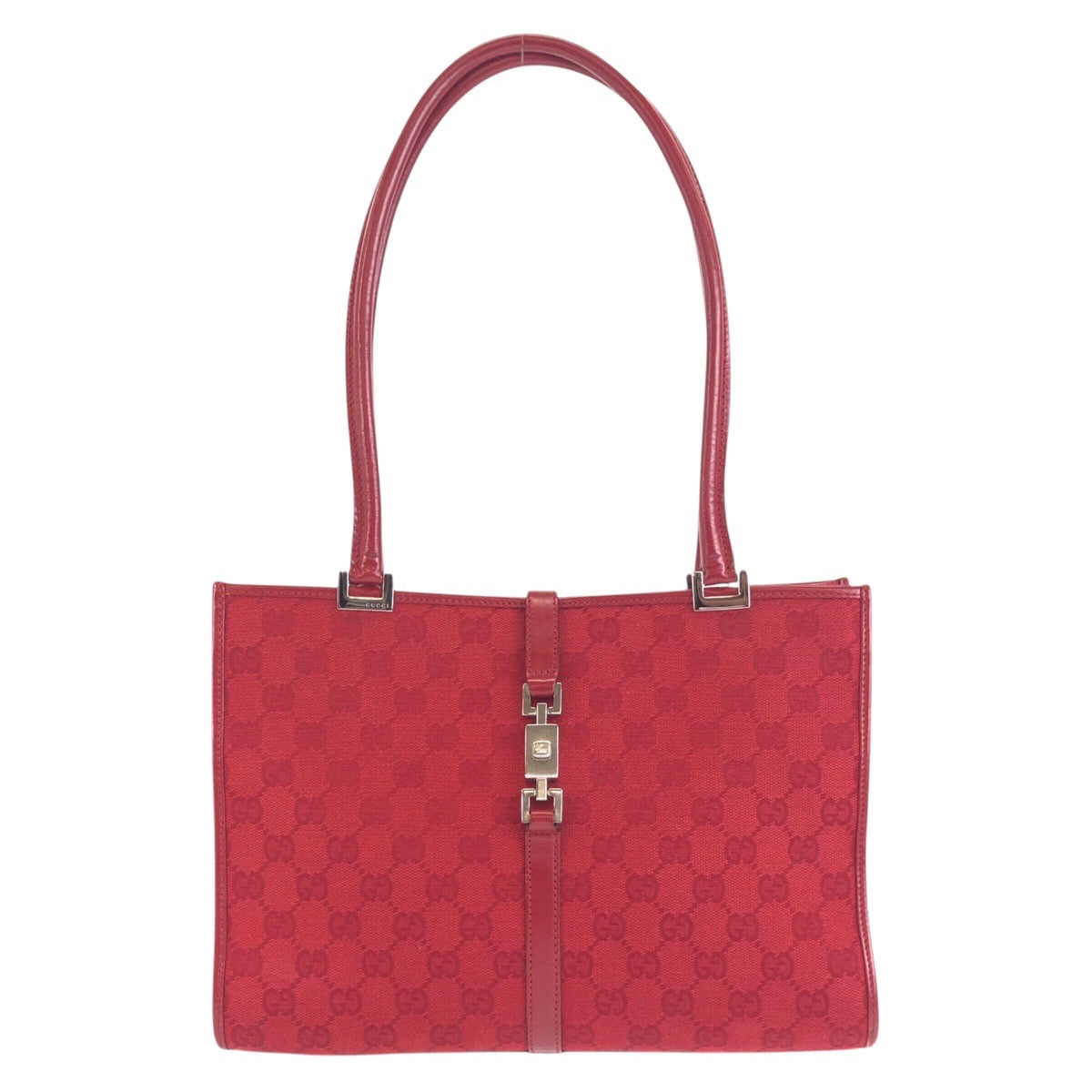 22901
GUCCI Jackie Red Silver Hardware GG Canvas / Leather 002 1073 Shoulder Bag Handbag Ladies AB48