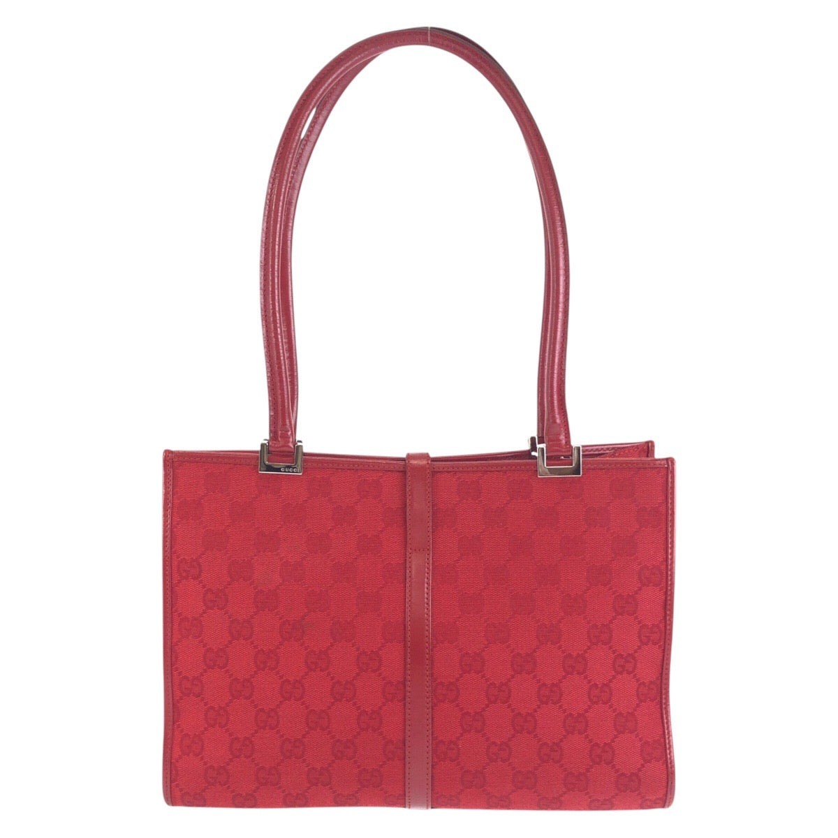 22901
GUCCI Jackie Red Silver Hardware GG Canvas / Leather 002 1073 Shoulder Bag Handbag Ladies AB48