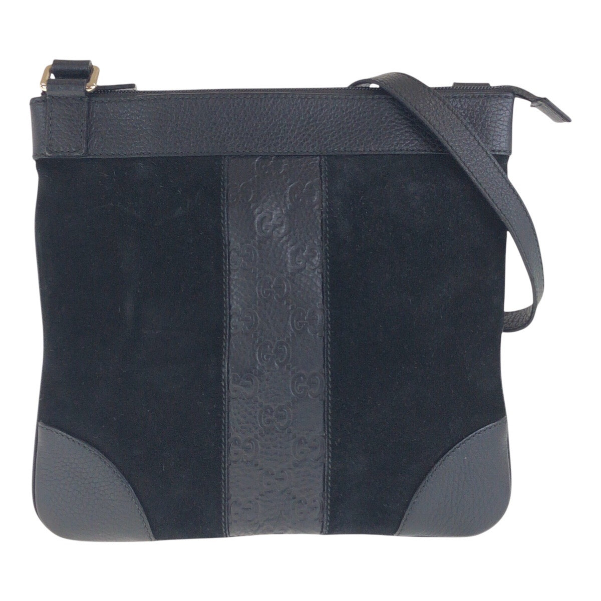 22904
GUCCI グッチ ブラック シルバー金具 スウェード / レザー 272 396 斜め掛け ショルダーバッグ レディース A46