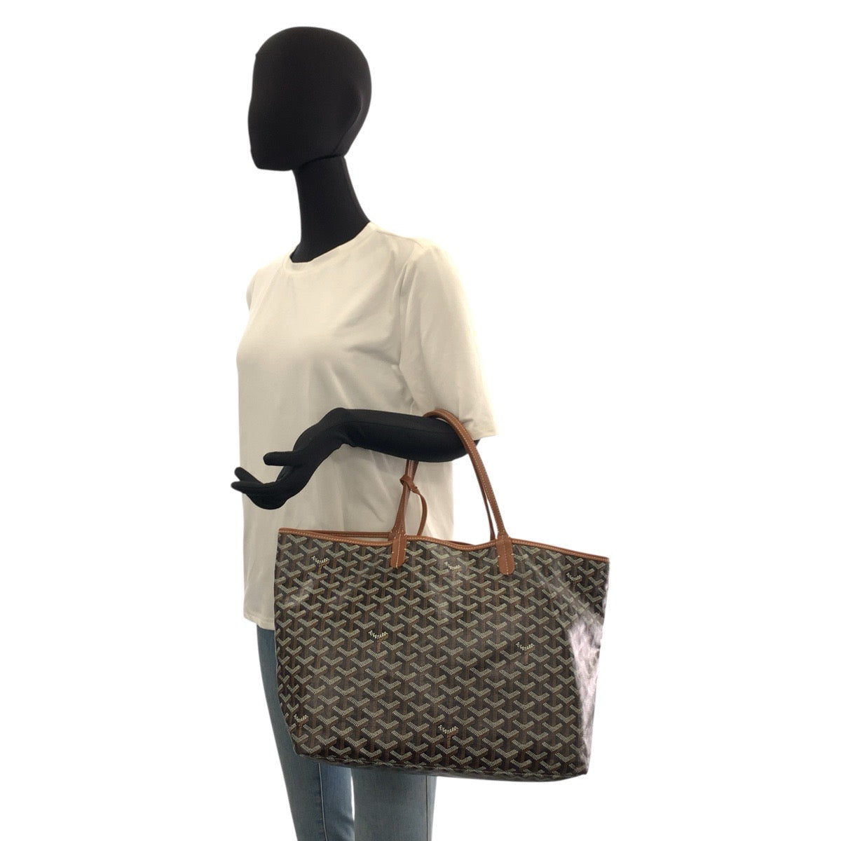 22909
GOYARD ゴヤール サンルイPM ブラック 黒 ブラウン シルバー金具 コーティングキャンバス トートバッグ ハンドバッグ レディース AB145