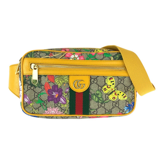 22910
GUCCI グッチ オフィディア フローラ 花 蝶 イエロー ベージュ ゴールド金具 GGスプリームキャンバス / レザー 574769 ボディバッグ ウエストバッグ バムバッグ レディース A80