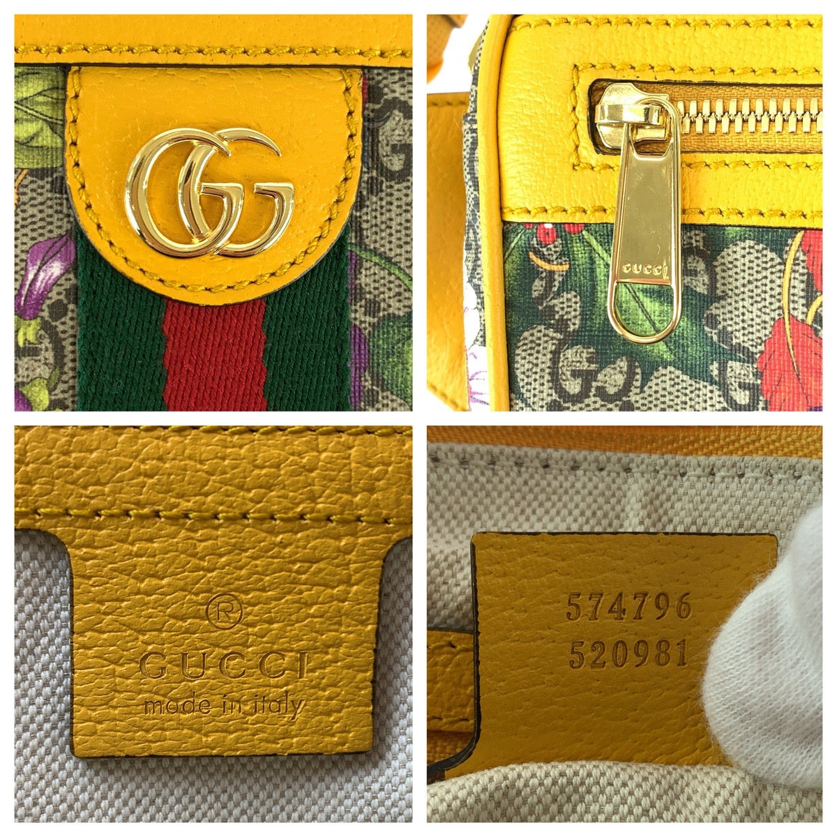 22910
GUCCI グッチ オフィディア フローラ 花 蝶 イエロー ベージュ ゴールド金具 GGスプリームキャンバス / レザー 574769 ボディバッグ ウエストバッグ バムバッグ レディース A80