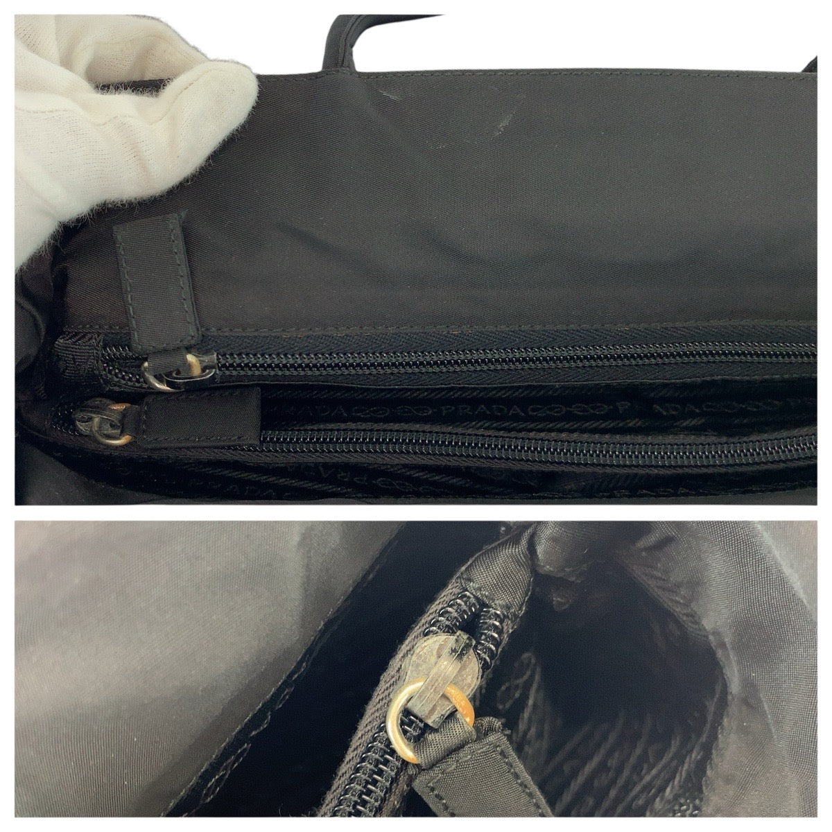 22911
PRADA プラダ テスート 三角ロゴプレート ブラック 黒 シルバー金具 ナイロン ショルダーバッグ トートバッグ レディース ABP36