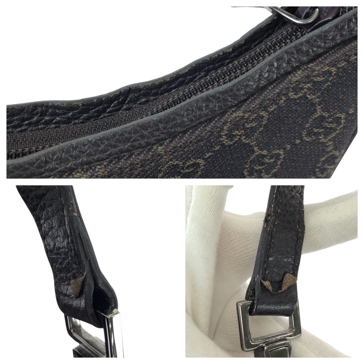 22912
GUCCI グッチ ホーボー ブラウン ダークブラウン シルバー金具 GGキャンバス / レザー 28335 ショルダーバッグ ワンショルダー レディース AB28