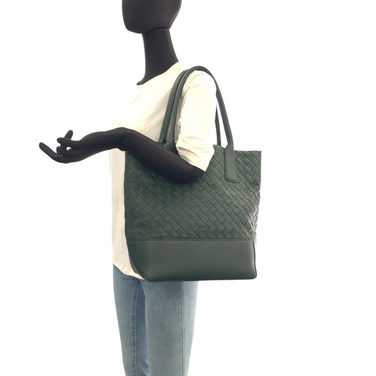 22913
BOTTEGAVENETA ボッテガヴェネタ イントレチャート グリーン レザー トートバッグ ショルダーバッグ レディース ABP85