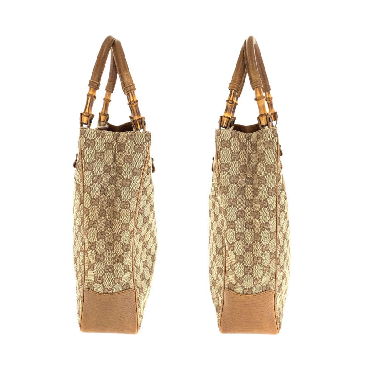 22915
GUCCI グッチ バンブー ベージュ キャメル GGキャンバス / レザー 112530 トートバッグ ショルダーバッグ レディース ABP35