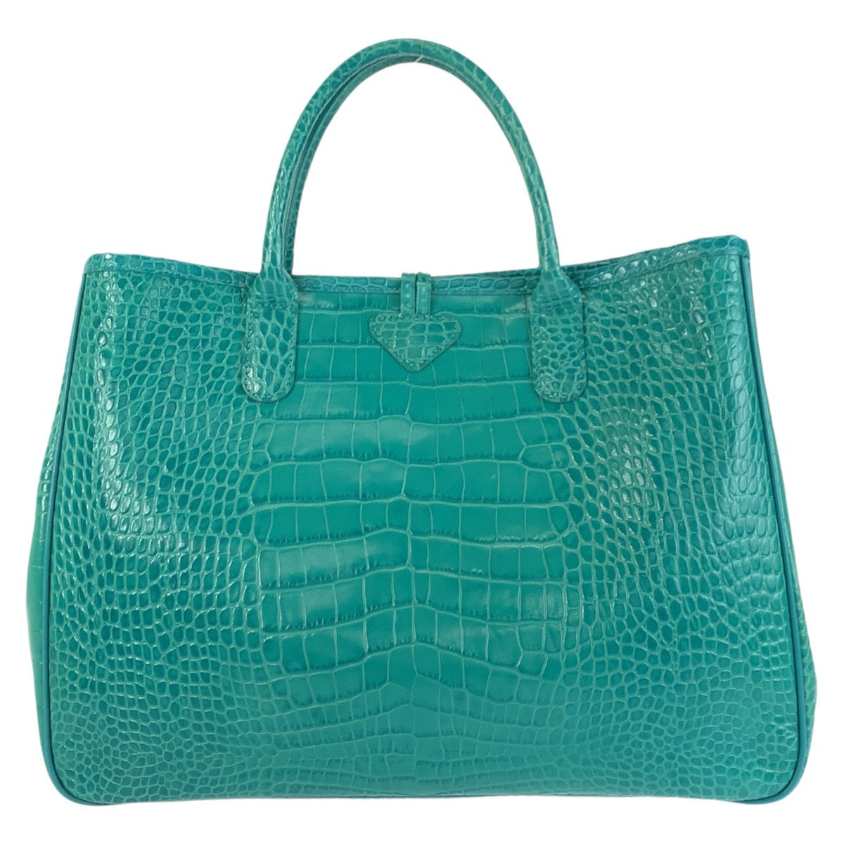 22919
Longchamp ロンシャン ロゾ 型押し エメラルドグリーン シルバー金具 レザー 1681158264 トートバッグ ハンドバッグ レディース A21