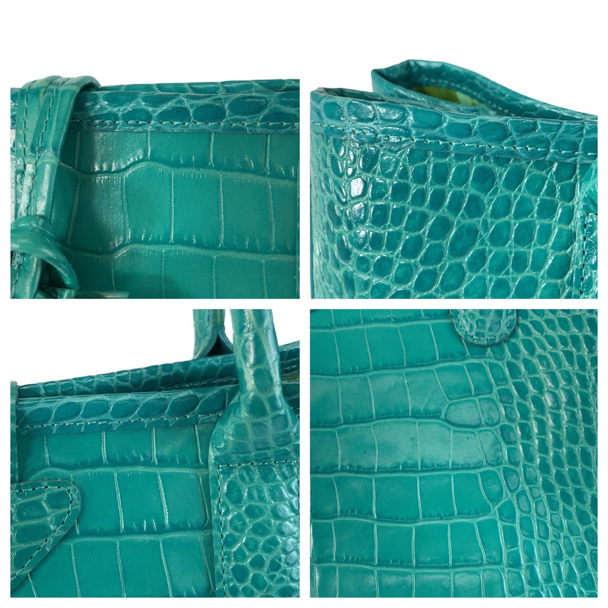 22919
Longchamp ロンシャン ロゾ 型押し エメラルドグリーン シルバー金具 レザー 1681158264 トートバッグ ハンドバッグ レディース A21