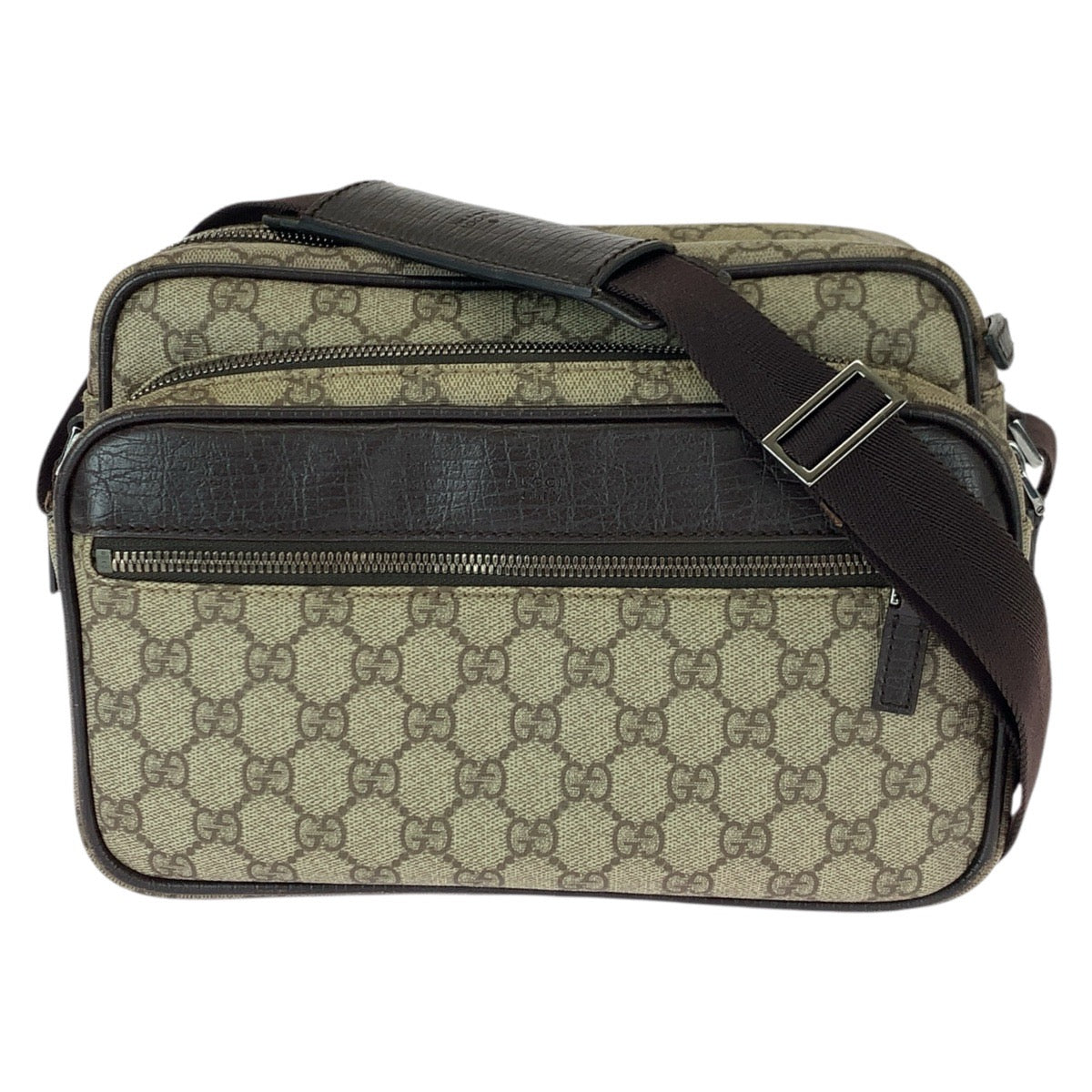 22920
GUCCI グッチ GGプラス ベージュ ダークブラウン シルバー金具 GGスプリームキャンバス / レザー 114531 ショルダーバッグ メッセンジャーバッグ レディース AB35