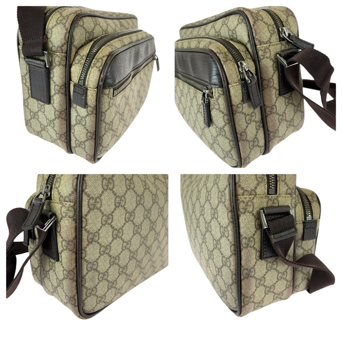 22920
GUCCI グッチ GGプラス ベージュ ダークブラウン シルバー金具 GGスプリームキャンバス / レザー 114531 ショルダーバッグ メッセンジャーバッグ レディース AB35