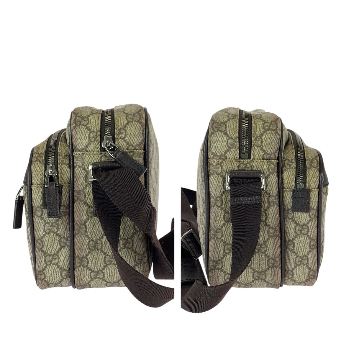 22920
GUCCI グッチ GGプラス ベージュ ダークブラウン シルバー金具 GGスプリームキャンバス / レザー 114531 ショルダーバッグ メッセンジャーバッグ レディース AB35